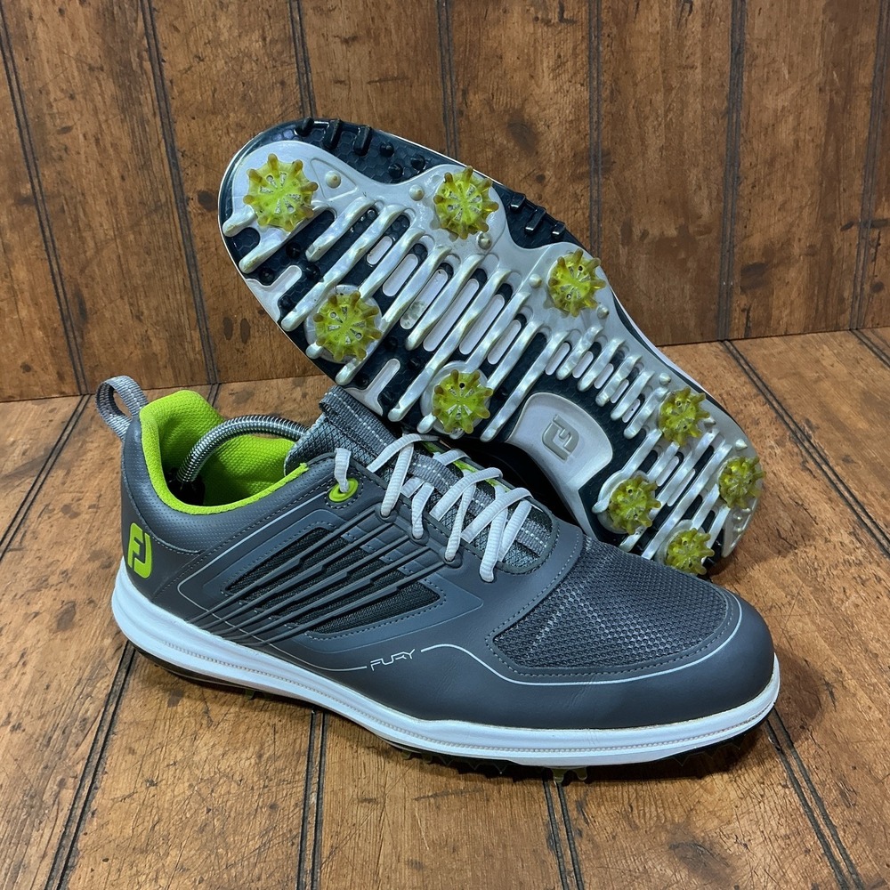 Footjoy Fury Mesh Golf Shoes 51102 Gray & Lime Green Spiked Men's Size 11.5 M
